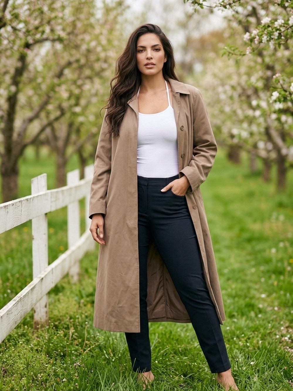 London Fog Taupe Long Trench Coat size 12